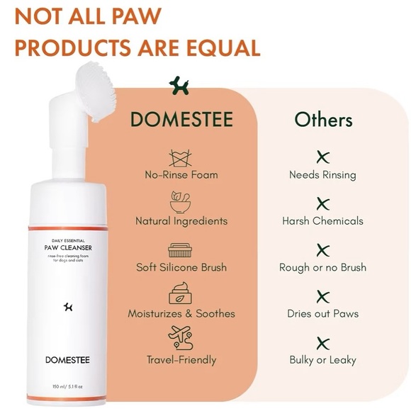 Dog Paw Cleaner Foam No Rinse Aloe pH-Balanced DOMESTEE 5.1 oz Dog/Cat EXP 4/28 - Picture 5 of 12